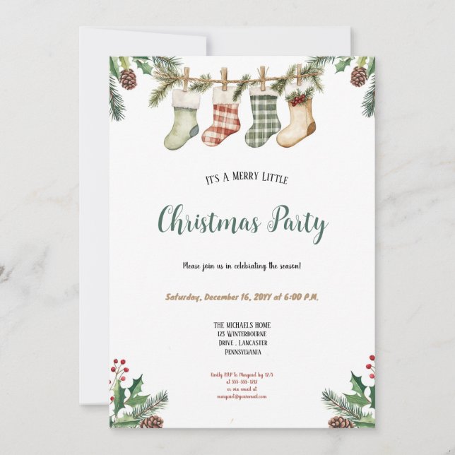 CONVITES GREEN ,RED , BROWN CHRISTMAS PARTY INVITATION (Frente)