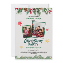 Green & Red Vintage Photo Family Christmas Party 