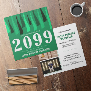 Convites Green Row of Tassels Two-Photo Graduation