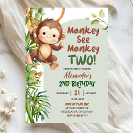 Convites Green Safari Monkey See Monkey Two 2nd Birthday