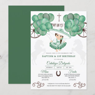Convites Green Silver Balões Mexicanos Bebê Charra Baptism
