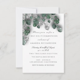 Convites Green Silver White Primeira Sagrada Cruz Comunitár