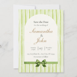 Convites Green Stripe with Arch Wedding Save the Date Cards