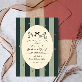 Convites Green Striped Gold Star Wedding 
