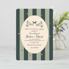 Convites Green Striped Gold Star Wedding 