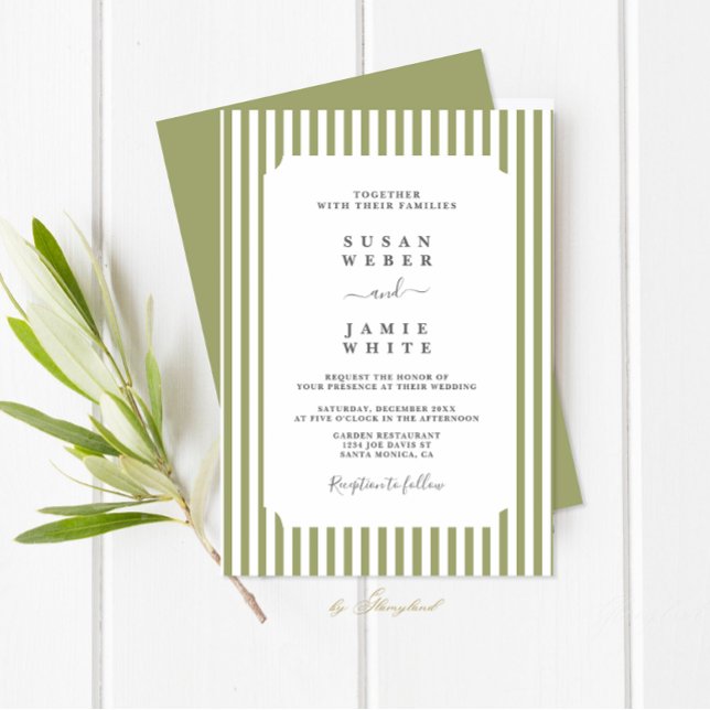 Convites Green Stripes Wedding (Criador carregado)