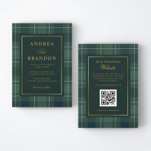 Green Tartan Polo Plaid Vintage QR Code Wedding
