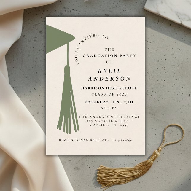 Convites Green Tassel High School Graduation Party (Green Tassel High School Graduation Party Invitation)