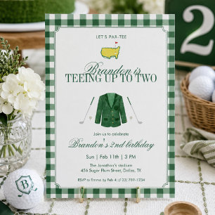 Convites Green Teeing Up To Two Golfe 2º Aniversário Gingha