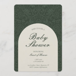 Convites Green Traditional Floral Arts and Crafts Shower