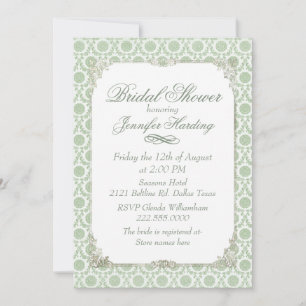 Convites Green Vintage Shabby Bridal Tea Party