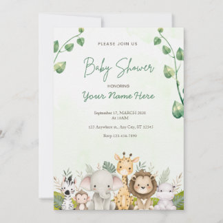 Convites Green Watercolor Baby Shower