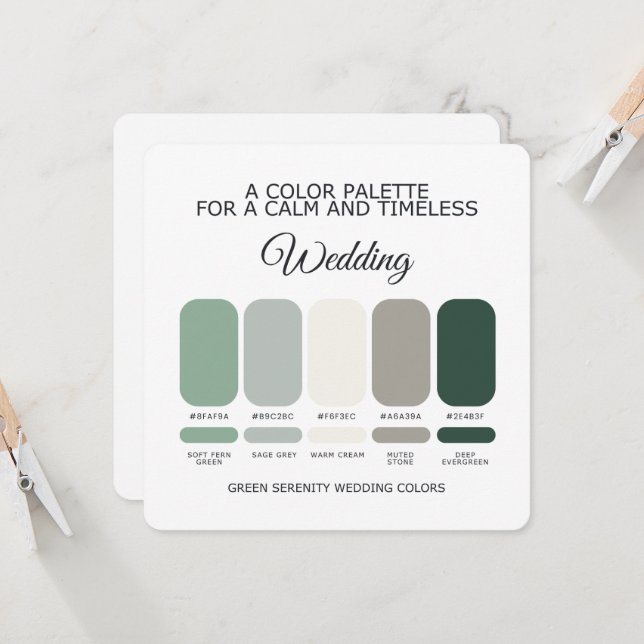 Convites Green Wedding Color Palette Card (Frente/Verso In Situ)