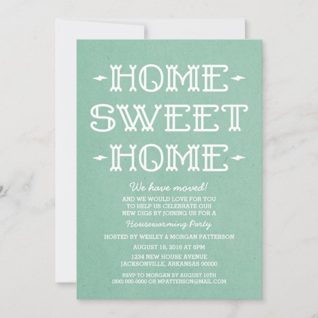 Convites Green Whimsical Sweet Home Housearming Party (Frente)