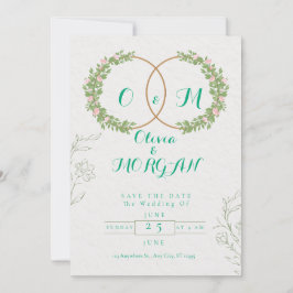 Convites Green & White Botanical Wedding Invite