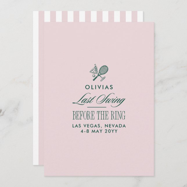 Convites Green & White Striped Last Swing Before the Ring (Frente/Verso)