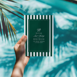 Convites Green & White Striped Last Swing Before the Ring