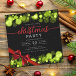 Convites Green Winter Wonderland Company Xmas Red Ribbon<br><div class="desc">Elegante Empresa Formal e Festa de Natal corporativa / Cocktail / modelo de Convite Jante com Flocos de Neve Verde e Luzes de Natal. Imprima seus amigos e colegas de trabalho com este design de convite sofisticado e elegante.</div>