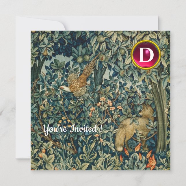 Convites GREENERAÇÃO,ANIMAIS FLORESTAIS Raposa,Faisão,Flora (Frente)