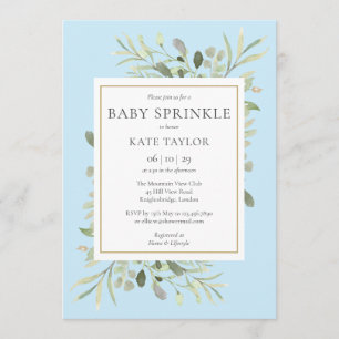 Convites Greenerence Watercolor Deixa Baby Boy Sprinkle