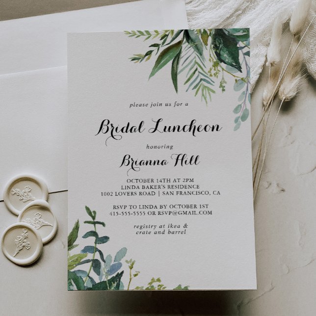 Convites Greenerescência Caligrafia Bridal Chá de panela (Criador carregado)