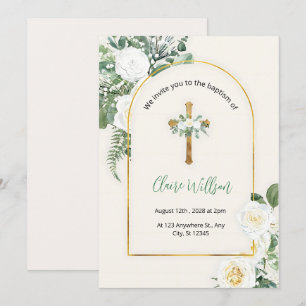 Convites Greenerescência E Dourado Natal Do Batismo