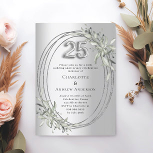 Convites Greenerescência prateada do aniversário de 25