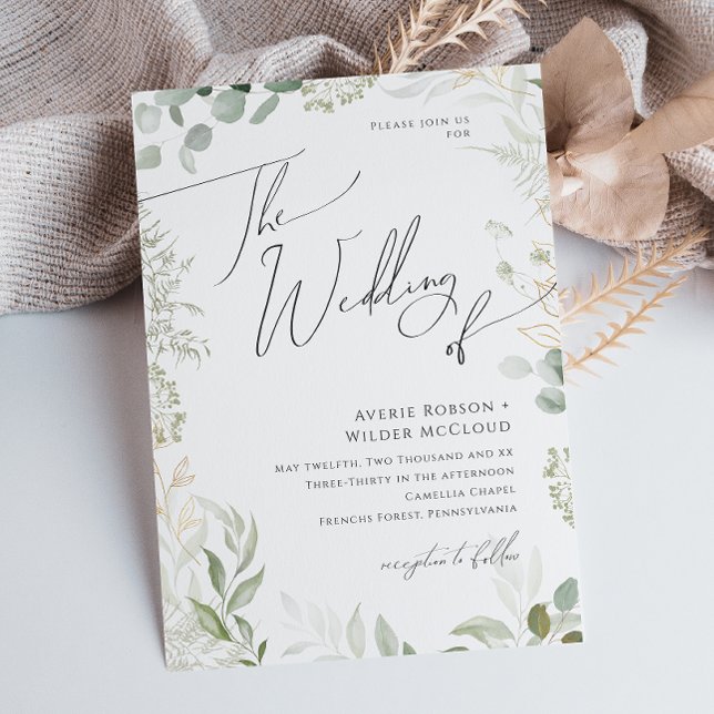 Convites Greenerescência Whimsical e Dourado Casamento de (Criador carregado)