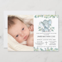 Greenerescer Blue Elephant Baptism Christening Fot