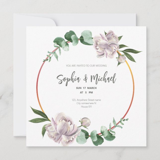 Convites Greenerescer Circle Frame de casamento Elegante (Frente)