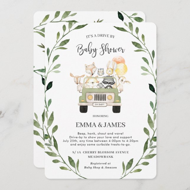 Convites Greenerescer Woodland Drive Por Chá de fraldas Neu (Frente/Verso)