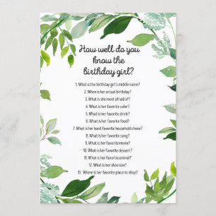 Convites Greeneric Botanical Birthday Girl Game 5x7" Tamanh