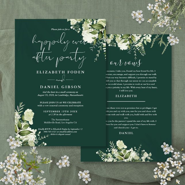 Convites Greenerie Feliz Sempre Depois De Vestidos De Casam (Greenery Happily Ever After Party Wedding Vows Invitation
)