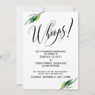 Convites Greenery adiou o casamento "Whoops!"Anúncio