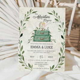 Convites Greenery Adventure Wedding Suitcase Viagem Journey