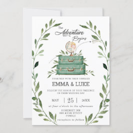 Convites Greenery Adventure Wedding Suitcase Viagem Voyage