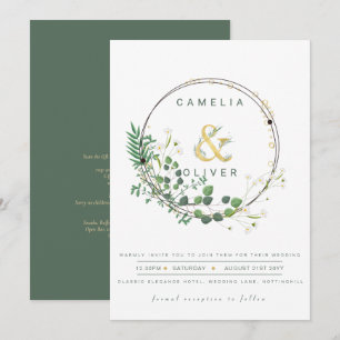 Convites Greenery All-in1 Wreath Verde Casamento com Código
