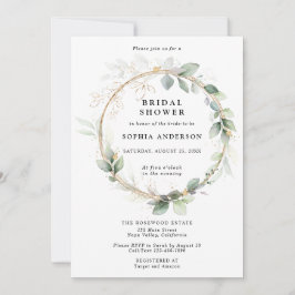 Convites Greenery and Gold Bridal Shower Invitation
