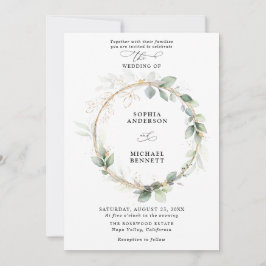 Convites Greenery and Gold Wedding Invitation
