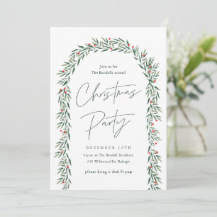 Convites Greenery Arch Modern Script Festa de Natal
