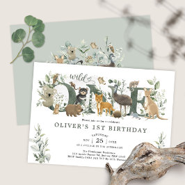 Convites Greenery Australian Animais Selvagens Um primeiro