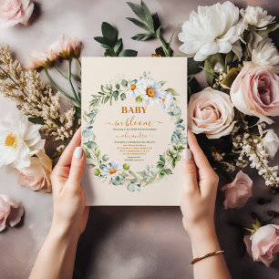 Convites Greenery Baby in Bloom Chá de fraldas