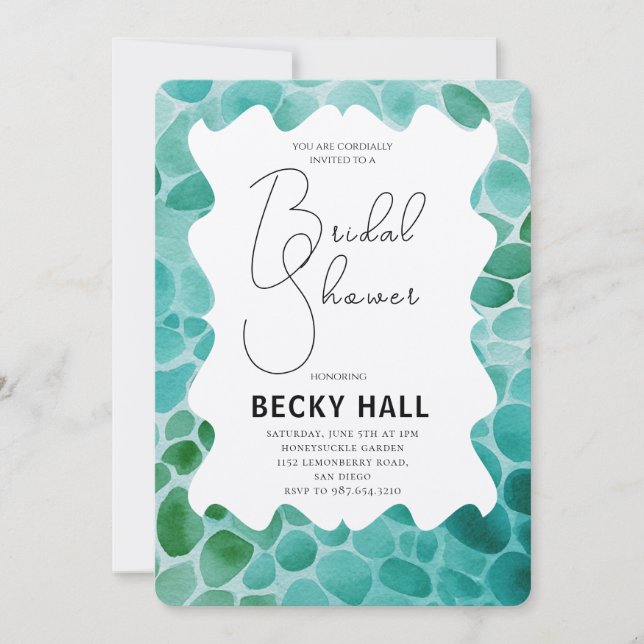 Convites Greenery Border Bridal Shower Invitation (Frente)
