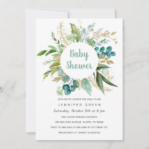 Convites Greenery Botanical Invitation Boy