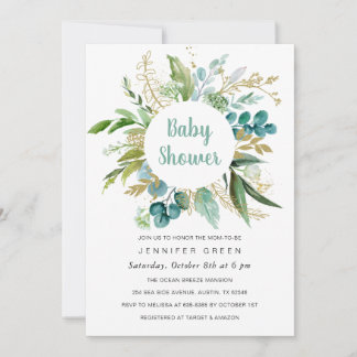 Convites Greenery Botanical Invitation Boy