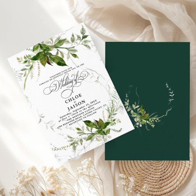 Convites Greenery Botanicals Watercolor Calliografia Casame (Criador carregado)