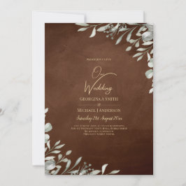 Convites Greenery Brown Wedding Fall Winter