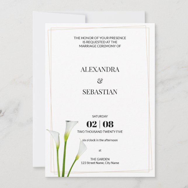Convites Greenery Calla Lily Invitation (Frente)