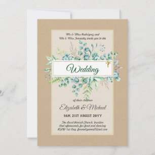 Convites Greenery CATHOLIC Casamento Christian Budget Moder