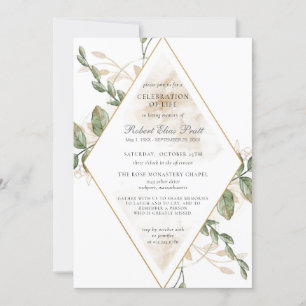 Convites Greenery Celebração Funeral da Vida